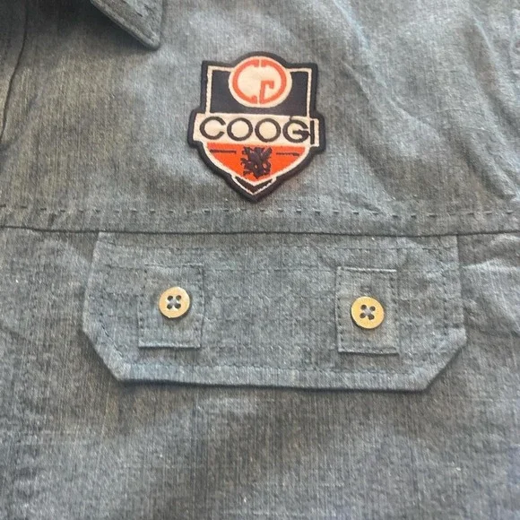 Coogi Australia Men's Large Blue Camp Shirt – Embroidered Logo, Short Sleeve - Picture 5 of 8